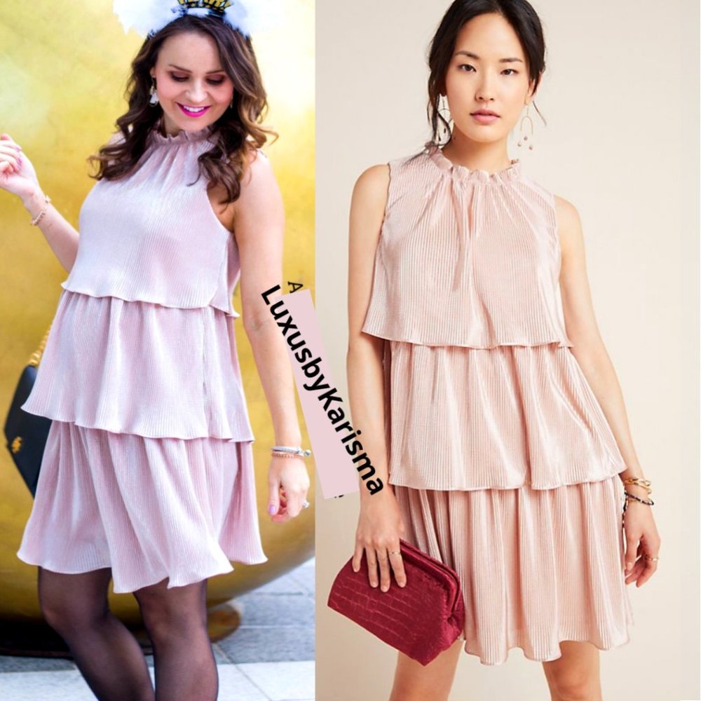 NWT Anthropologie Estelle Blush Tiered Tunic Dress. Size L - Picture 10 of 11